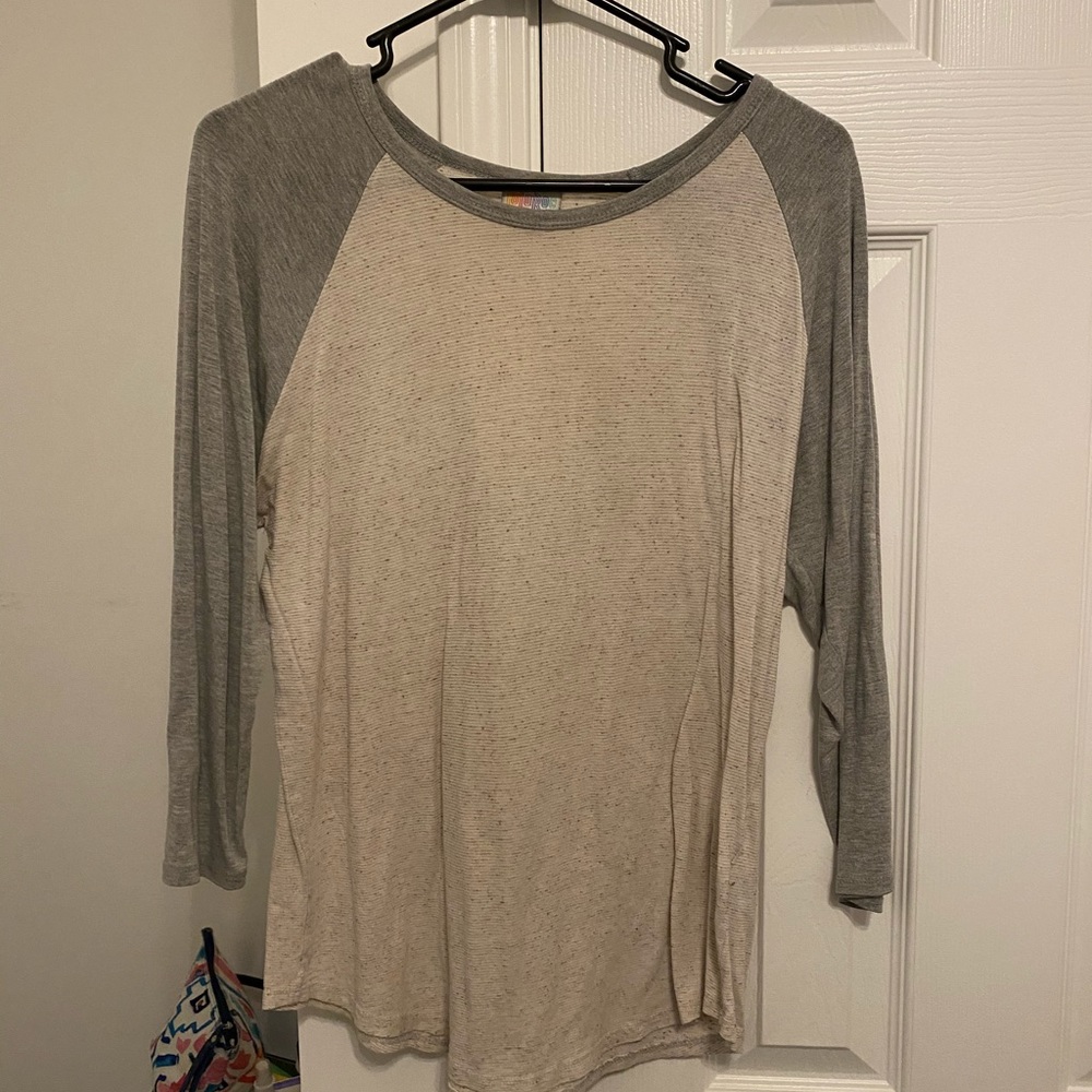 Lula Roe cream baseball tee